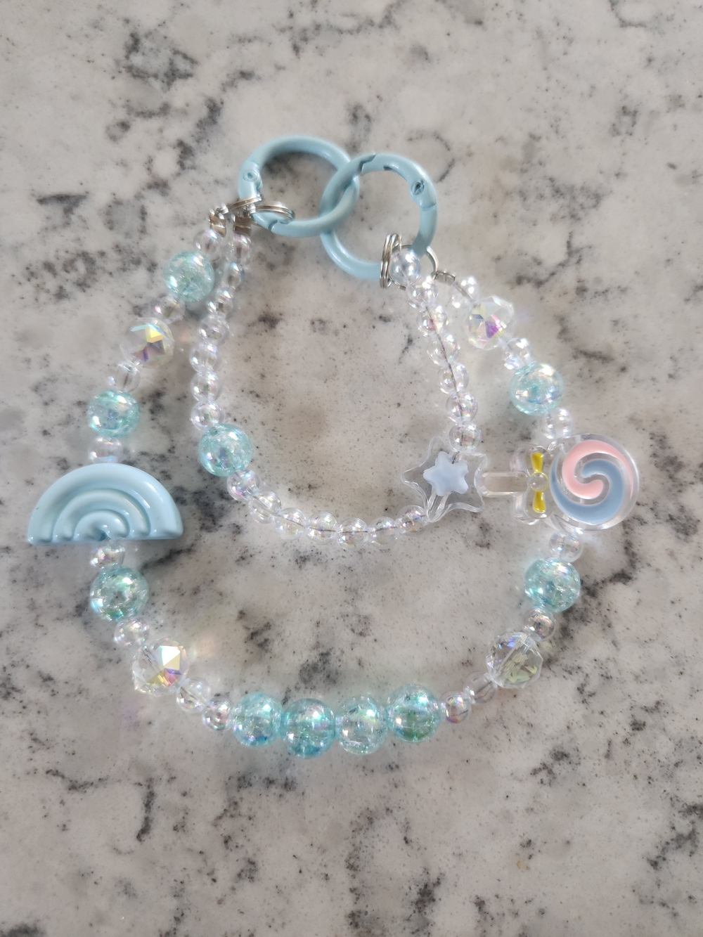 Light Blue Beaded Keychain Charms